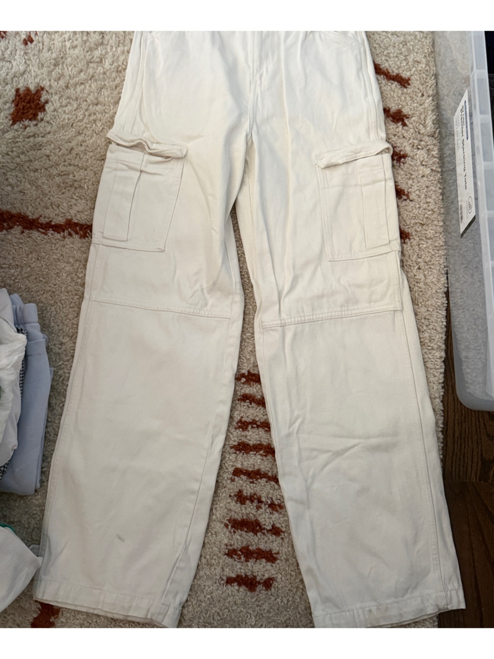 Divided Wide Leg Cargo Pants in Off-White